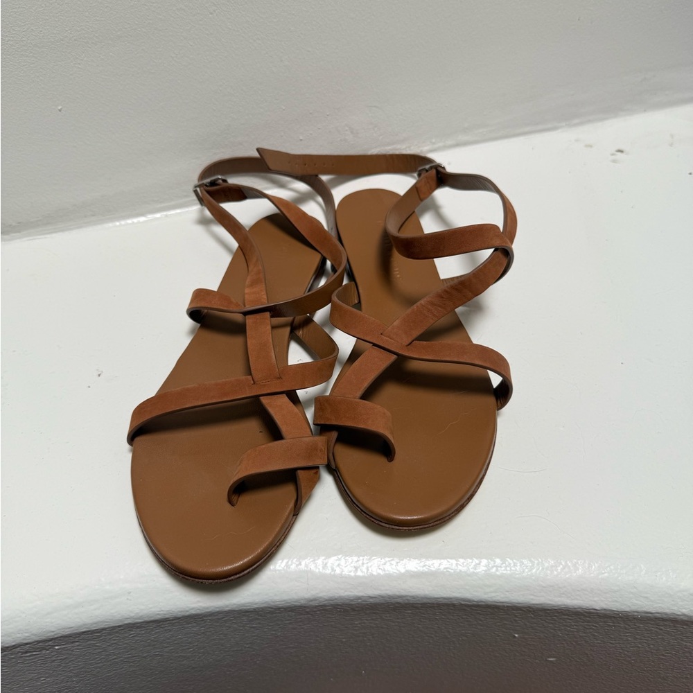 Jenni Kayne Brown Oiled leather Strappy Sandals